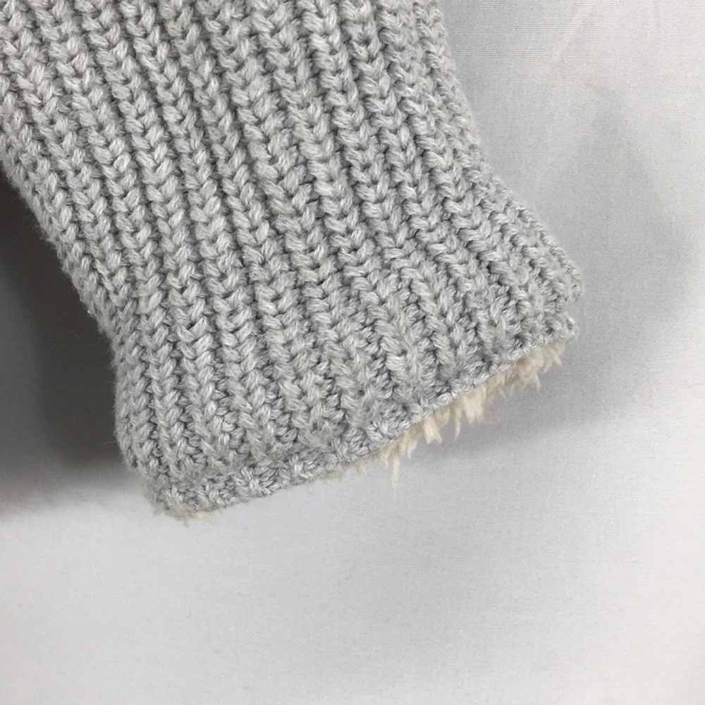 GAP Sherpa Gray Knit Sweater Animal Ears Hoodie Size 12-18M Great Condition